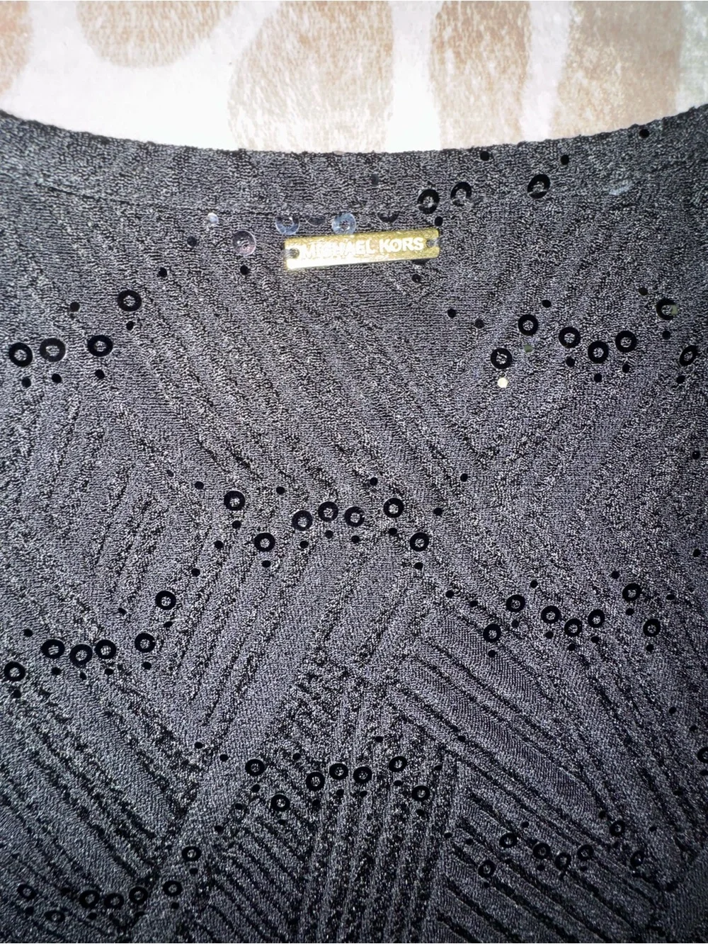 Michael Kors Black Embellished Knit Top